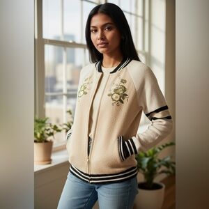 Mossimo Zipper Front Varsity Style Sweater